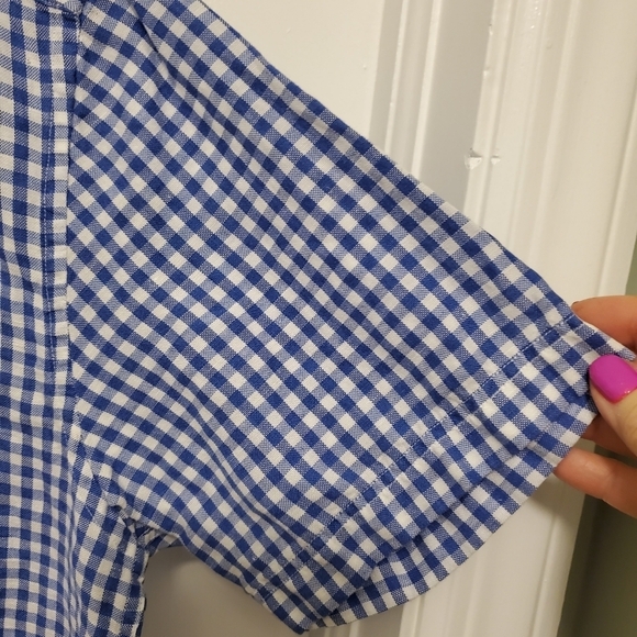 Breuer Blue and White Check Button Front Shirt SS size 173/4-45, Casual - Picture 4 of 8
